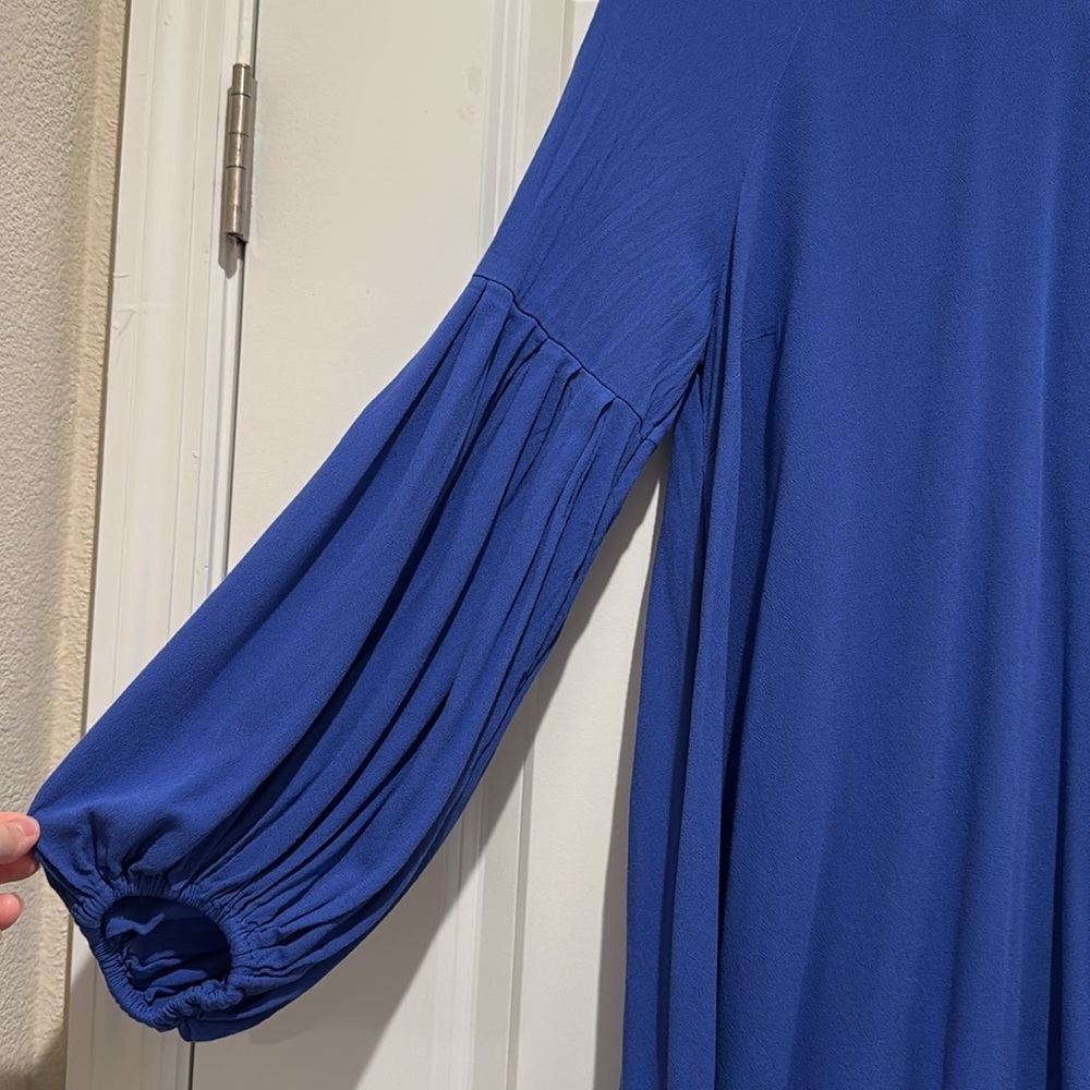 Free People Drift Away Cold Shoulder Long Sleeve Dress Blue Size S -Keyhole Back - Picture 2 of 8